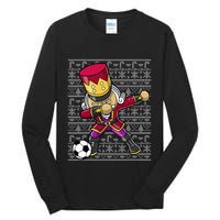 Christmas Dabbing Nutcracker Soccer Player Coach Tall Long Sleeve T-Shirt