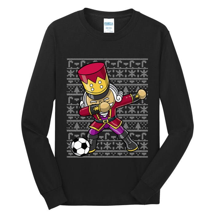 Christmas Dabbing Nutcracker Soccer Player Coach Tall Long Sleeve T-Shirt