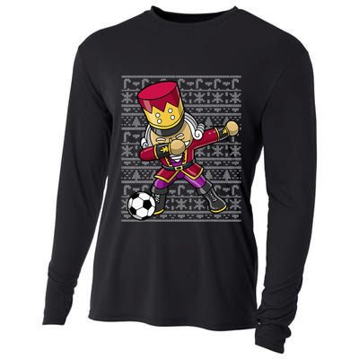 Christmas Dabbing Nutcracker Soccer Player Coach Cooling Performance Long Sleeve Crew