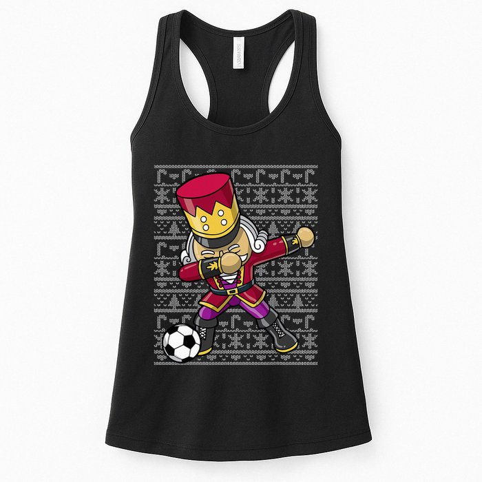 Christmas Dabbing Nutcracker Soccer Player Coach Womens Tank Top