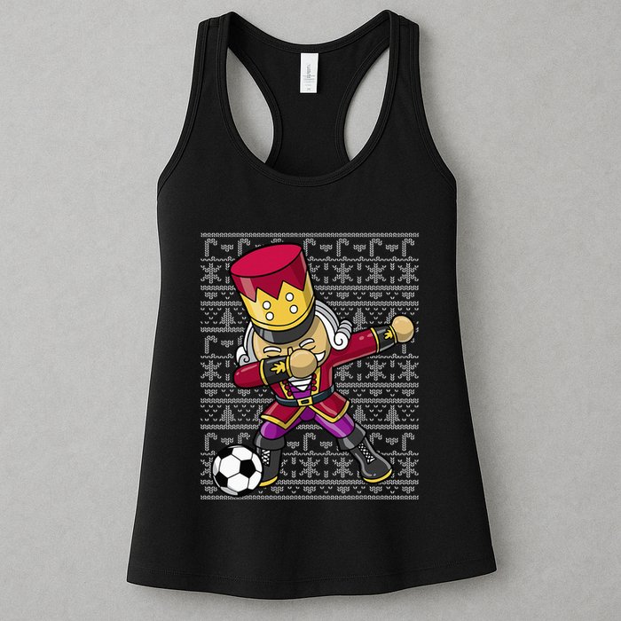 Christmas Dabbing Nutcracker Soccer Player Coach Womens Tank Top