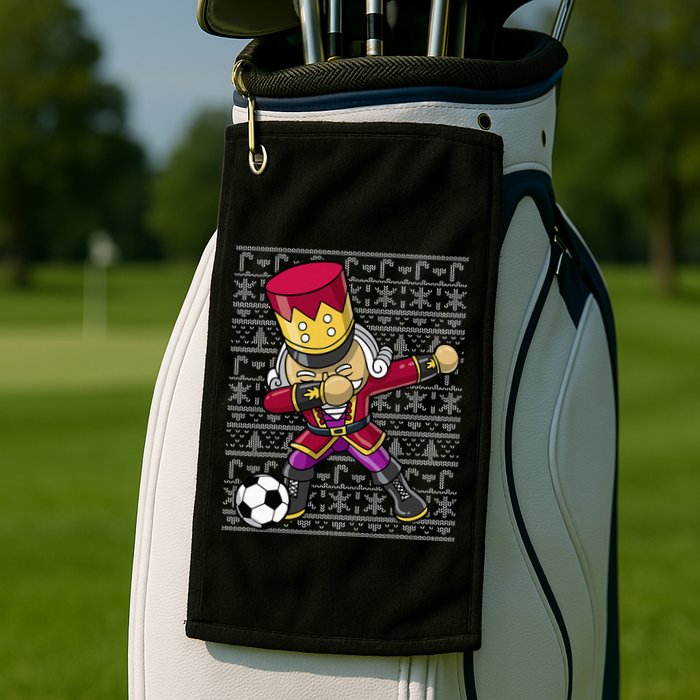 Christmas Dabbing Nutcracker Soccer Player Coach Golf Towel