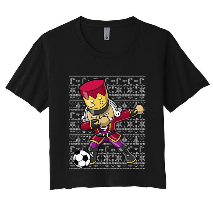Christmas Dabbing Nutcracker Soccer Player Coach Crop Top
