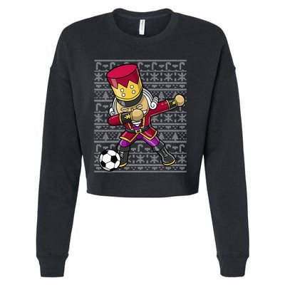 Christmas Dabbing Nutcracker Soccer Player Coach Cropped Pullover Crew