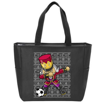 Christmas Dabbing Nutcracker Soccer Player Coach Zip Tote Bag