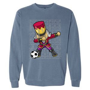 Christmas Dabbing Nutcracker Soccer Player Coach Garment-Dyed Sweatshirt