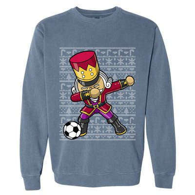 Christmas Dabbing Nutcracker Soccer Player Coach Garment-Dyed Sweatshirt