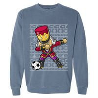 Christmas Dabbing Nutcracker Soccer Player Coach Garment-Dyed Sweatshirt