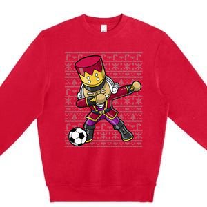 Christmas Dabbing Nutcracker Soccer Player Coach Premium Crewneck Sweatshirt