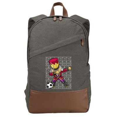 Christmas Dabbing Nutcracker Soccer Player Coach Cotton Canvas Backpack