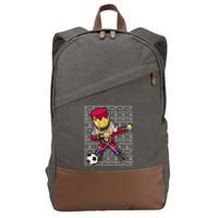 Christmas Dabbing Nutcracker Soccer Player Coach Cotton Canvas Backpack