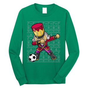 Christmas Dabbing Nutcracker Soccer Player Coach Long Sleeve Shirt