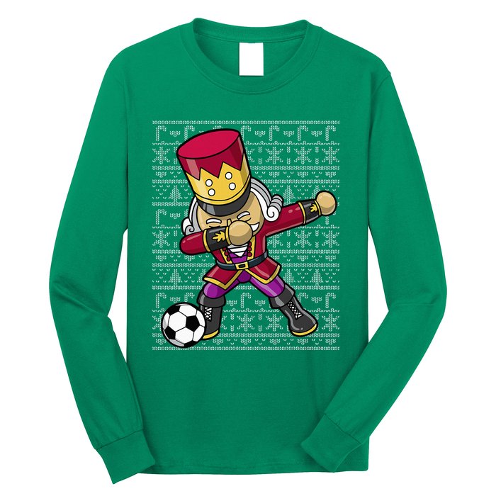 Christmas Dabbing Nutcracker Soccer Player Coach Long Sleeve Shirt