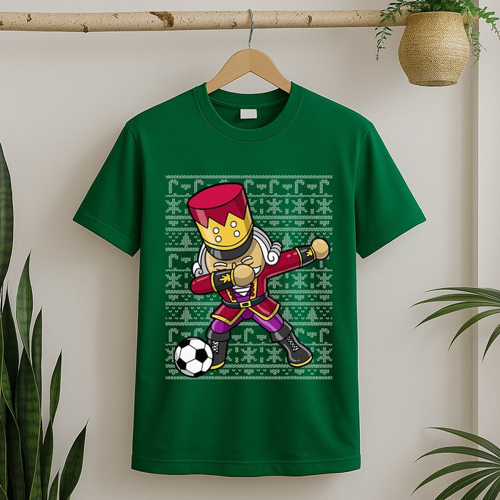 Christmas Dabbing Nutcracker Soccer Player Coach T-Shirt