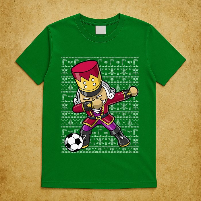 Christmas Dabbing Nutcracker Soccer Player Coach T-Shirt