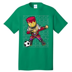 Christmas Dabbing Nutcracker Soccer Player Coach Tall T-Shirt