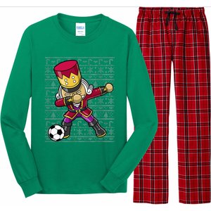 Christmas Dabbing Nutcracker Soccer Player Coach Long Sleeve Pajama Set