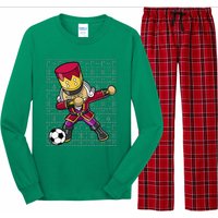 Christmas Dabbing Nutcracker Soccer Player Coach Long Sleeve Pajama Set