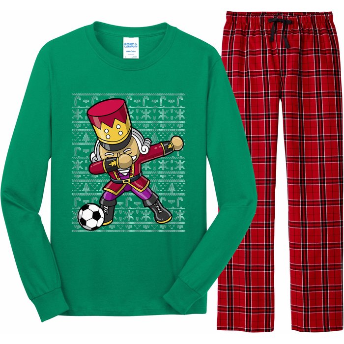 Christmas Dabbing Nutcracker Soccer Player Coach Long Sleeve Pajama Set