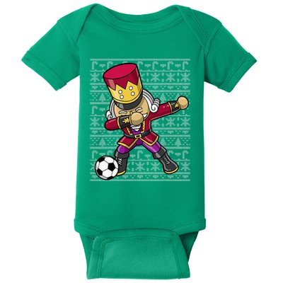 Christmas Dabbing Nutcracker Soccer Player Coach Baby Bodysuit