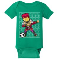 Christmas Dabbing Nutcracker Soccer Player Coach Baby Bodysuit