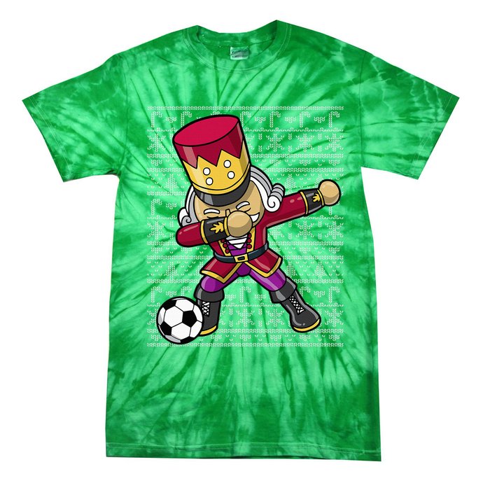 Christmas Dabbing Nutcracker Soccer Player Coach Tie-Dye T-Shirt