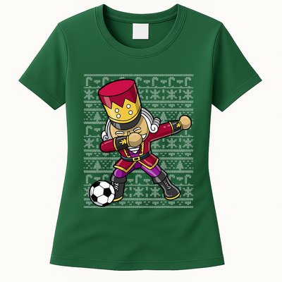 Christmas Dabbing Nutcracker Soccer Player Coach Womens T-Shirt