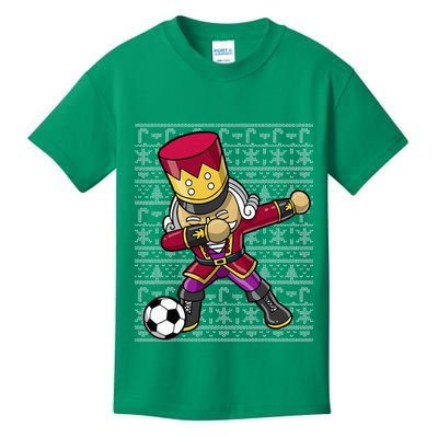 Christmas Dabbing Nutcracker Soccer Player Coach Kids T-Shirt