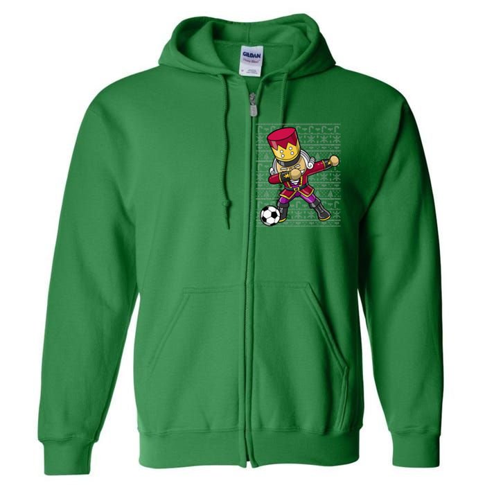 Christmas Dabbing Nutcracker Soccer Player Coach Full Zip Hoodie