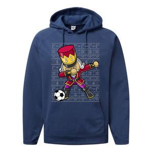 Christmas Dabbing Nutcracker Soccer Player Coach Performance Fleece Hoodie