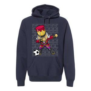 Christmas Dabbing Nutcracker Soccer Player Coach Premium Hoodie