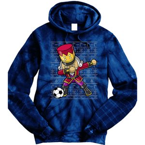 Christmas Dabbing Nutcracker Soccer Player Coach Tie Dye Hoodie