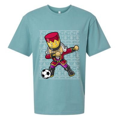 Christmas Dabbing Nutcracker Soccer Player Coach Sueded Cloud Jersey T-Shirt