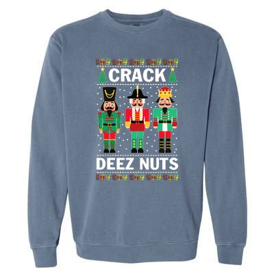 Crack Deez Nuts Funny Christmas Garment-Dyed Sweatshirt