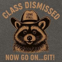 Class Dismissed Now Go On Git Last Day Of School Raccoon Cotton Canvas Backpack