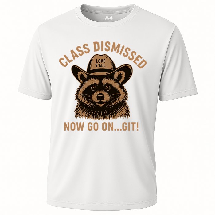 Class Dismissed Now Go On Git Last Day Of School Raccoon Performance Shirt