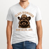 Class Dismissed Now Go On Git Last Day Of School Raccoon V-Neck T-Shirt