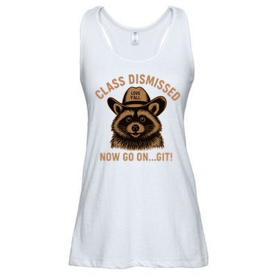 Class Dismissed Now Go On Git Last Day Of School Raccoon Ladies Essential Flowy Tank