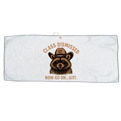 Class Dismissed Now Go On Git Last Day Of School Raccoon Large Microfiber Waffle Golf Towel