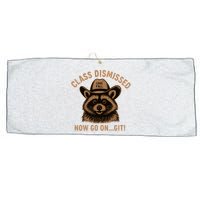 Class Dismissed Now Go On Git Last Day Of School Raccoon Large Microfiber Waffle Golf Towel