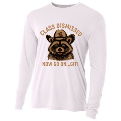 Class Dismissed Now Go On Git Last Day Of School Raccoon Cooling Performance Long Sleeve Crew