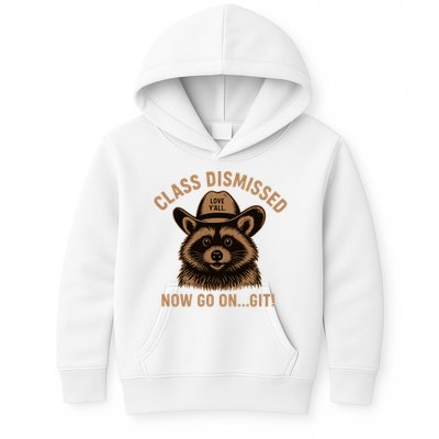 Class Dismissed Now Go On Git Last Day Of School Raccoon Kids Hoodie