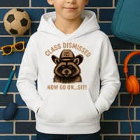 Class Dismissed Now Go On Git Last Day Of School Raccoon Kids Hoodie