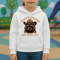 Class Dismissed Now Go On Git Last Day Of School Raccoon Kids Hoodie