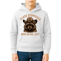 Class Dismissed Now Go On Git Last Day Of School Raccoon Kids Hoodie
