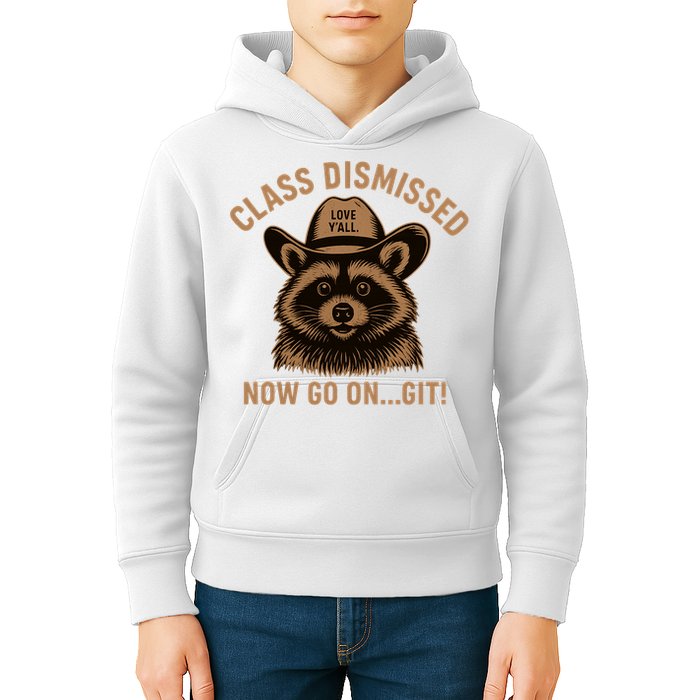 Class Dismissed Now Go On Git Last Day Of School Raccoon Kids Hoodie