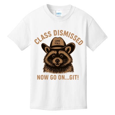Class Dismissed Now Go On Git Last Day Of School Raccoon Kids T-Shirt