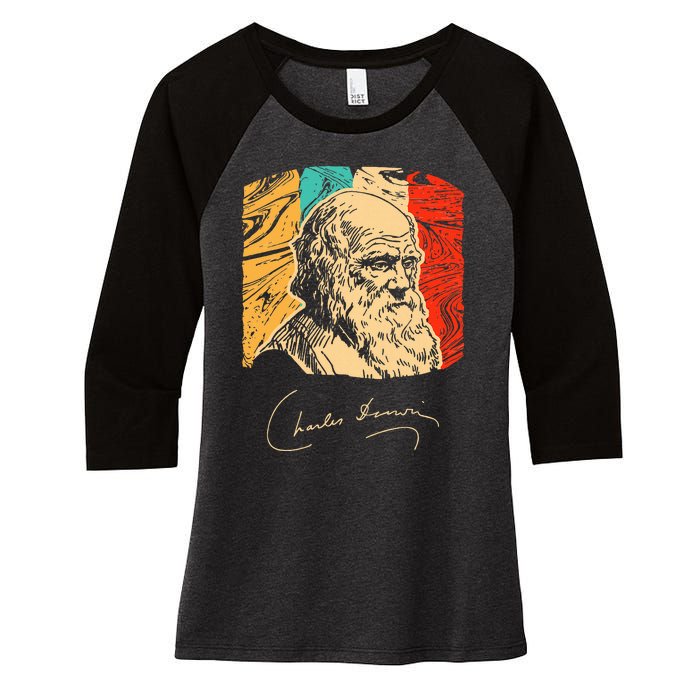 Charles Darwin Naturalist Biologist Scientist Women's Tri-Blend 3/4-Sleeve Raglan Shirt