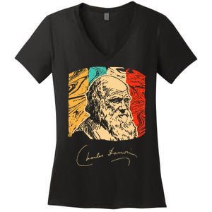 Charles Darwin Naturalist Biologist Scientist Women's V-Neck T-Shirt