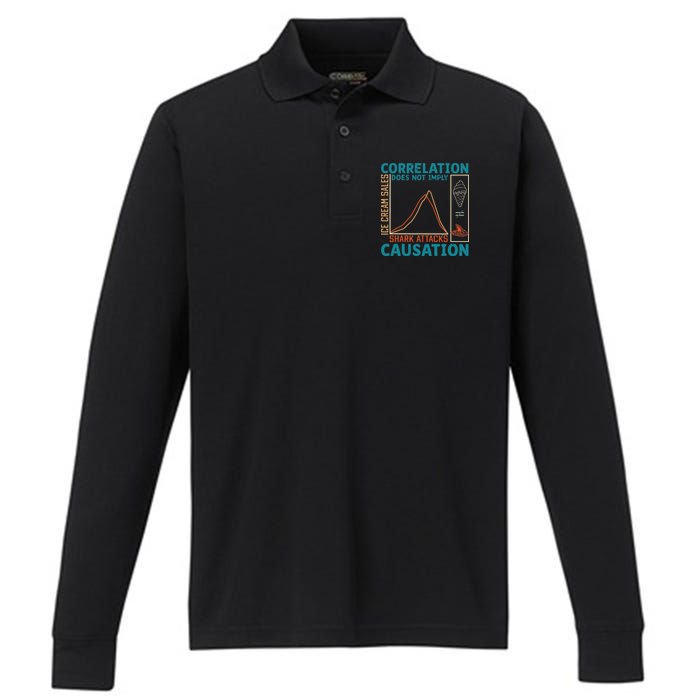 Correlation Does Not Imply Causation Shark Attacks Ice Cream Performance Long Sleeve Polo